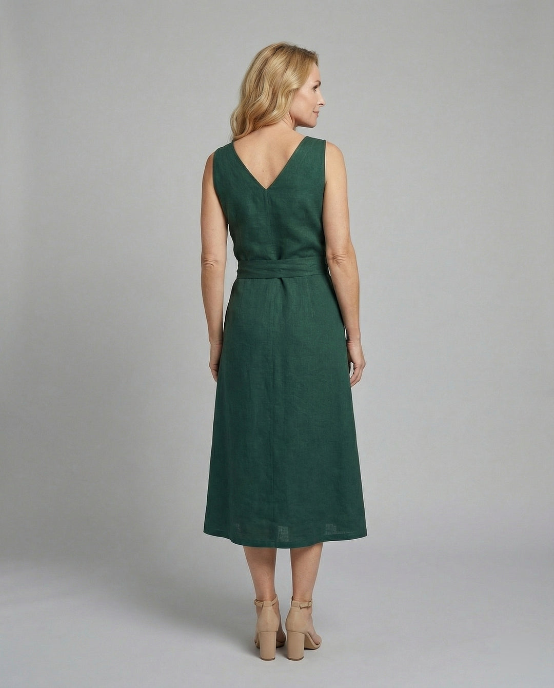 Damen Midikleid Sommer mit V-Ausschnitt