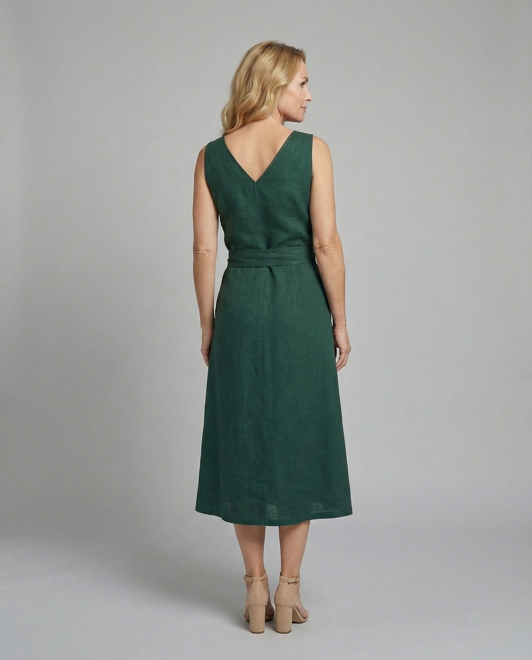 Damen Midikleid Sommer mit V-Ausschnitt