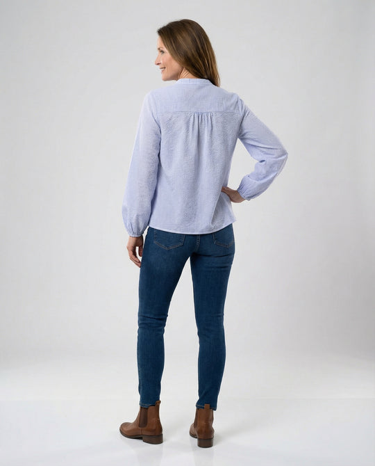 Bestickte Bluse Damen mit Ballonärmeln