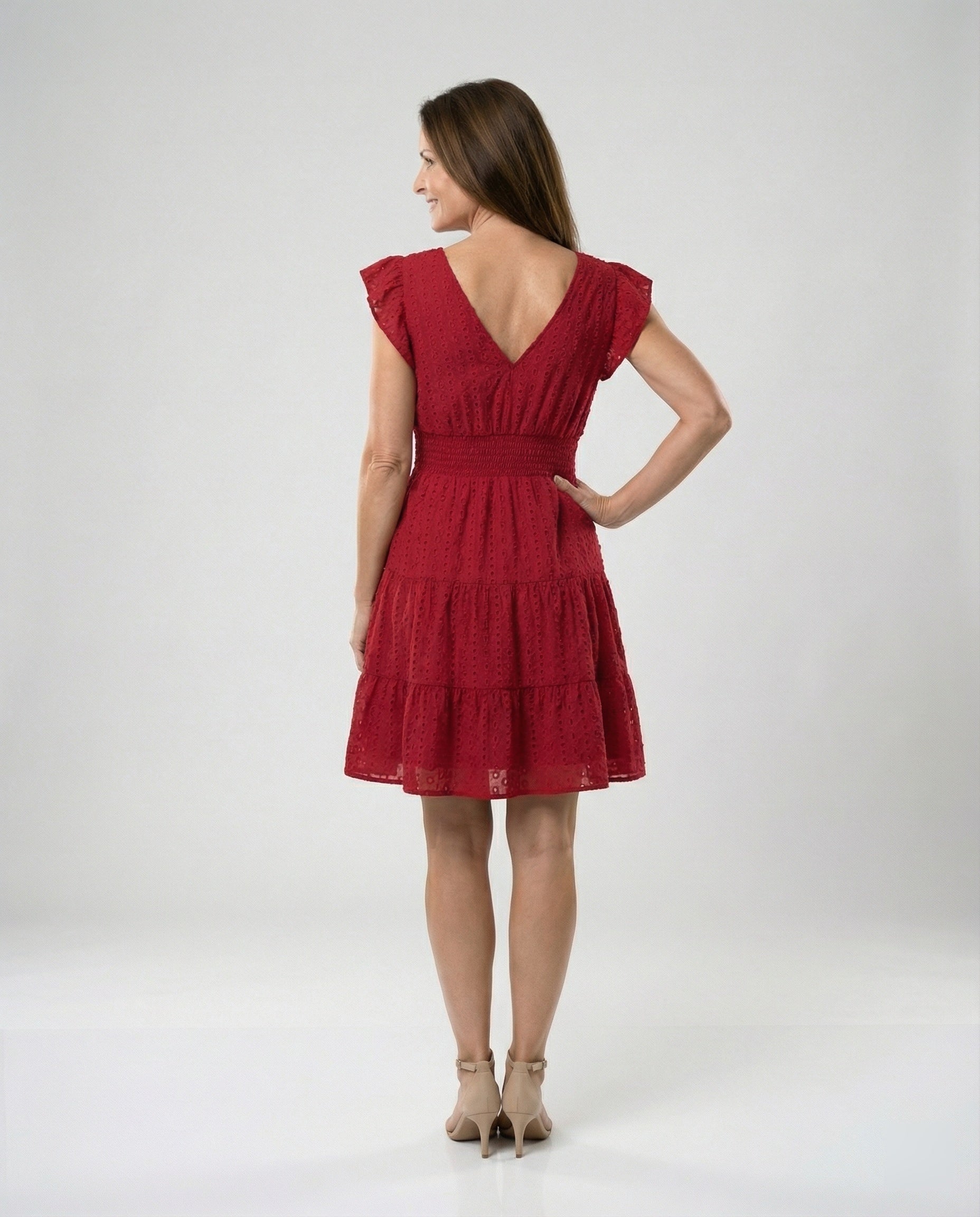Damen Midikleid mit Smockbund