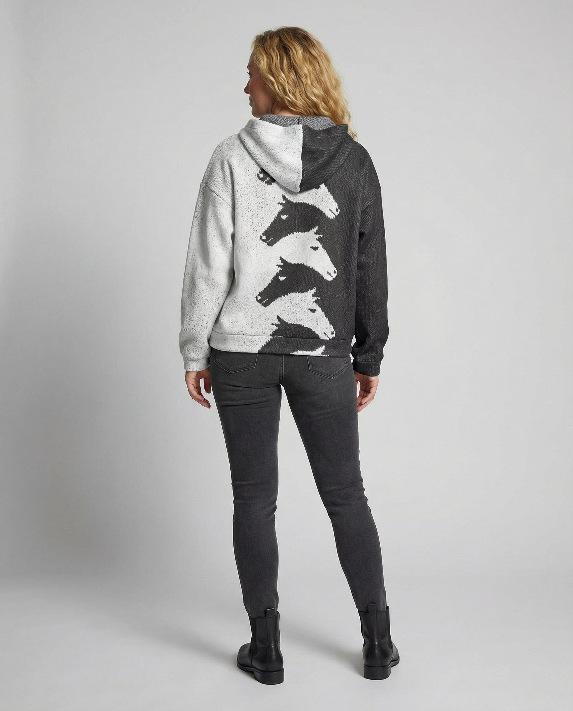 Damen Hoodie mit kreativem Pferdemuster & bequemer Passform | R&B