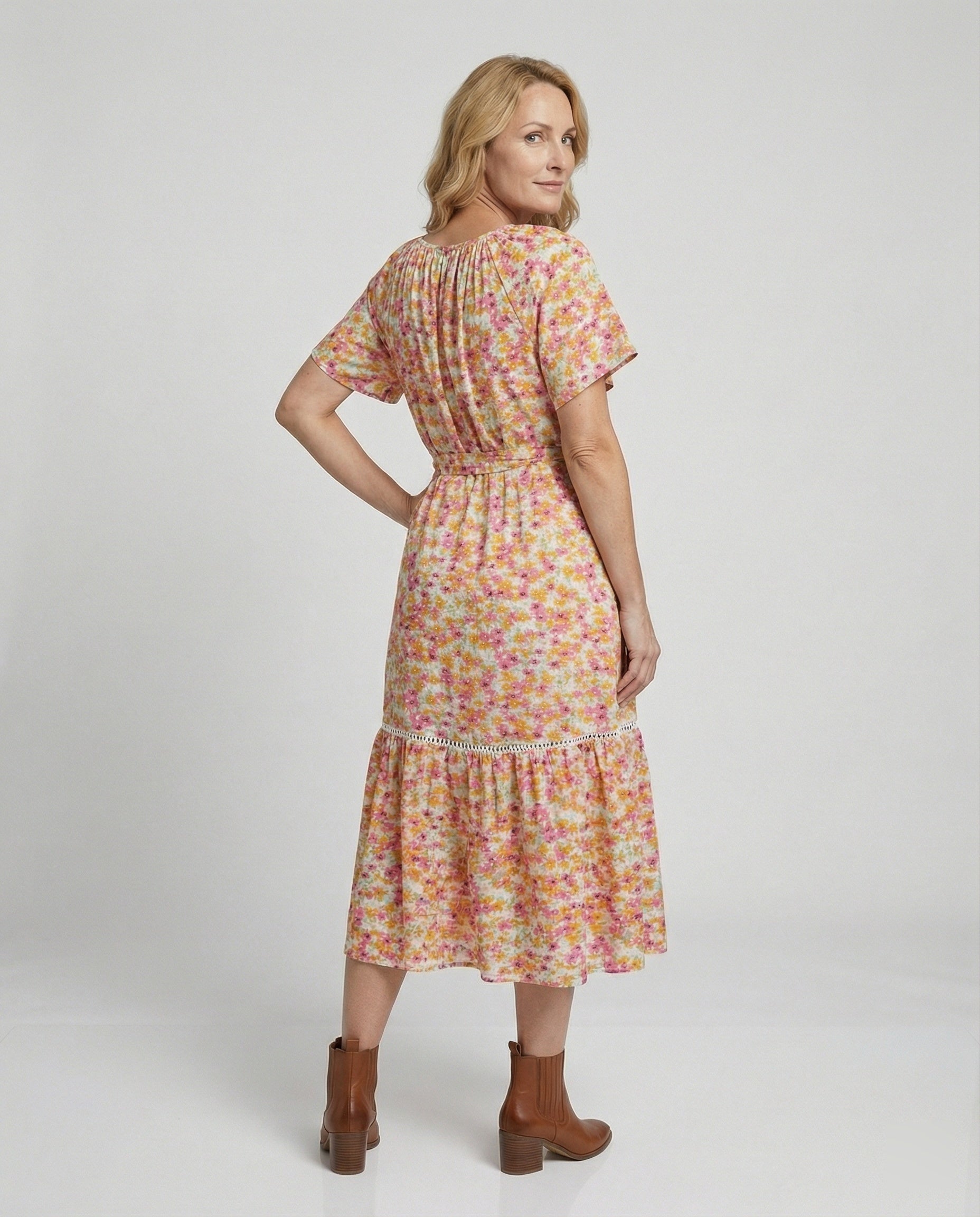 Damen Midi-Kleid mit floralem Design