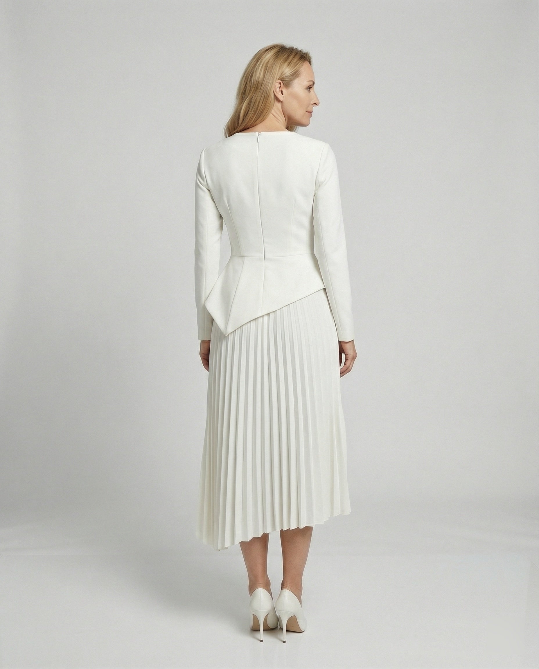 Damen Midikleid asymmetrisch mit Schößchen