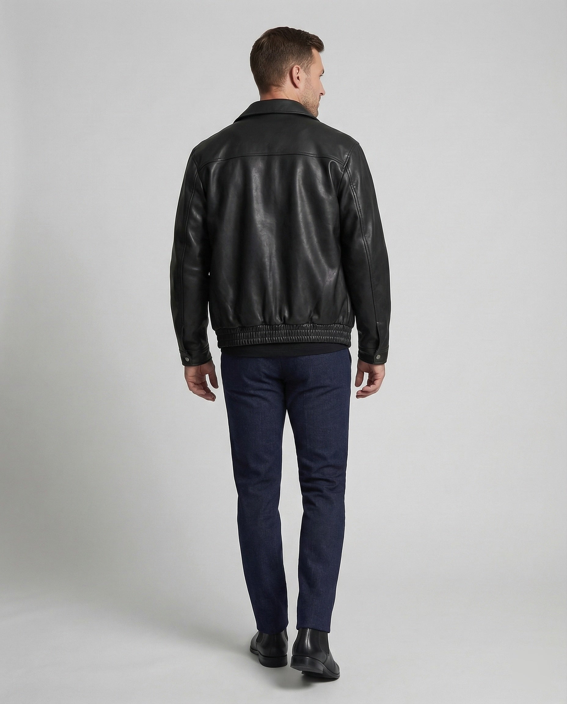 Herren Kunstleder Hemdjacke