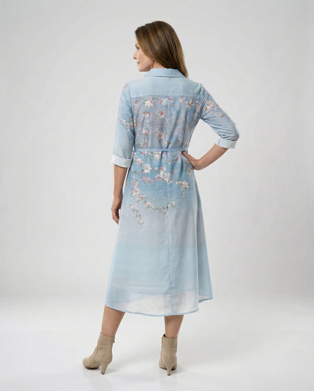 Maxikleid Damen Floral Leinenmix