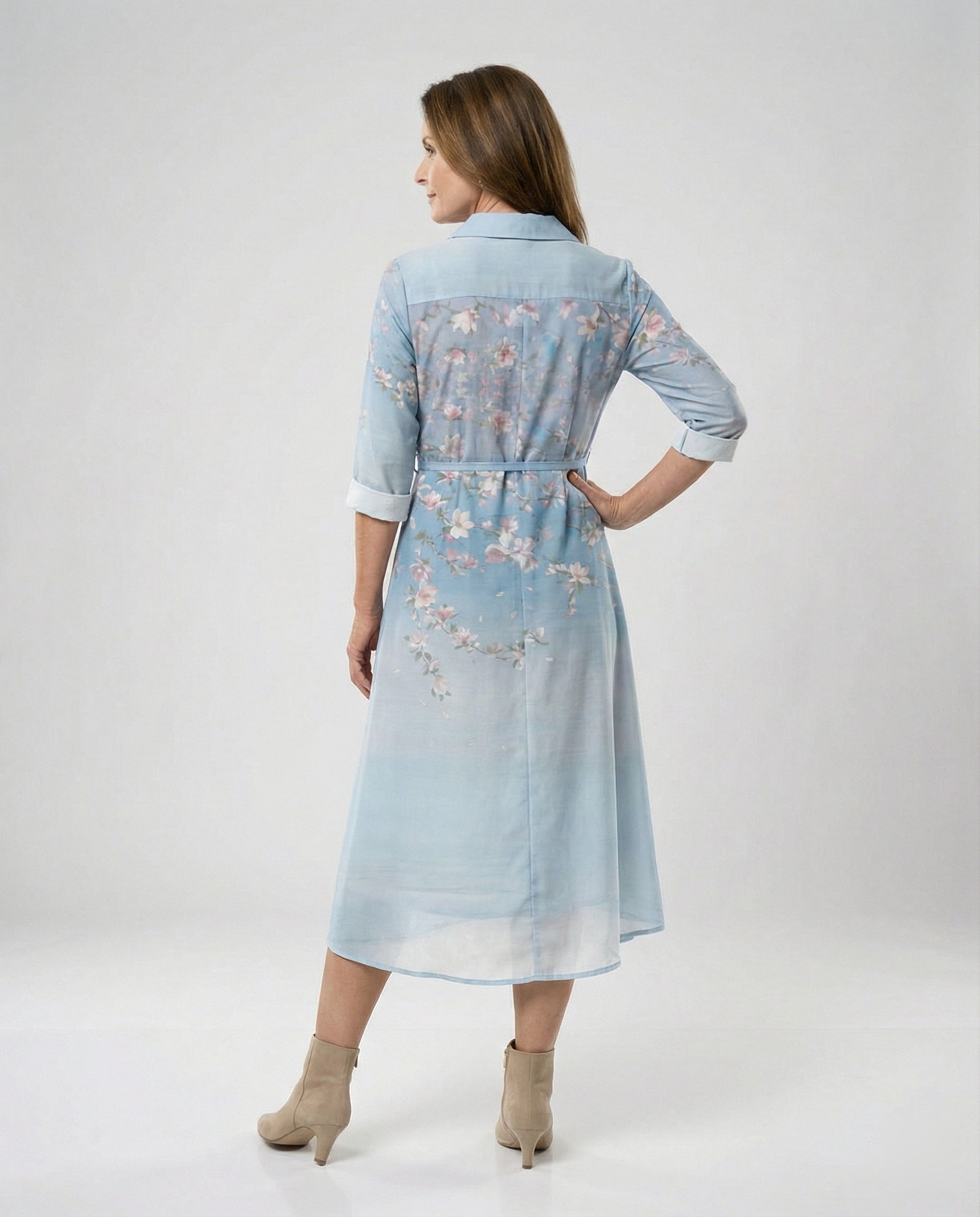 Maxikleid Damen Floral Leinenmix