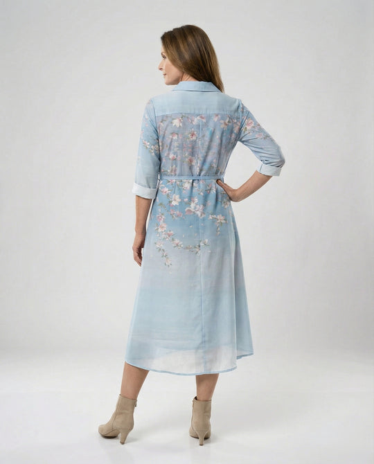 Maxikleid Damen Floral Leinenmix