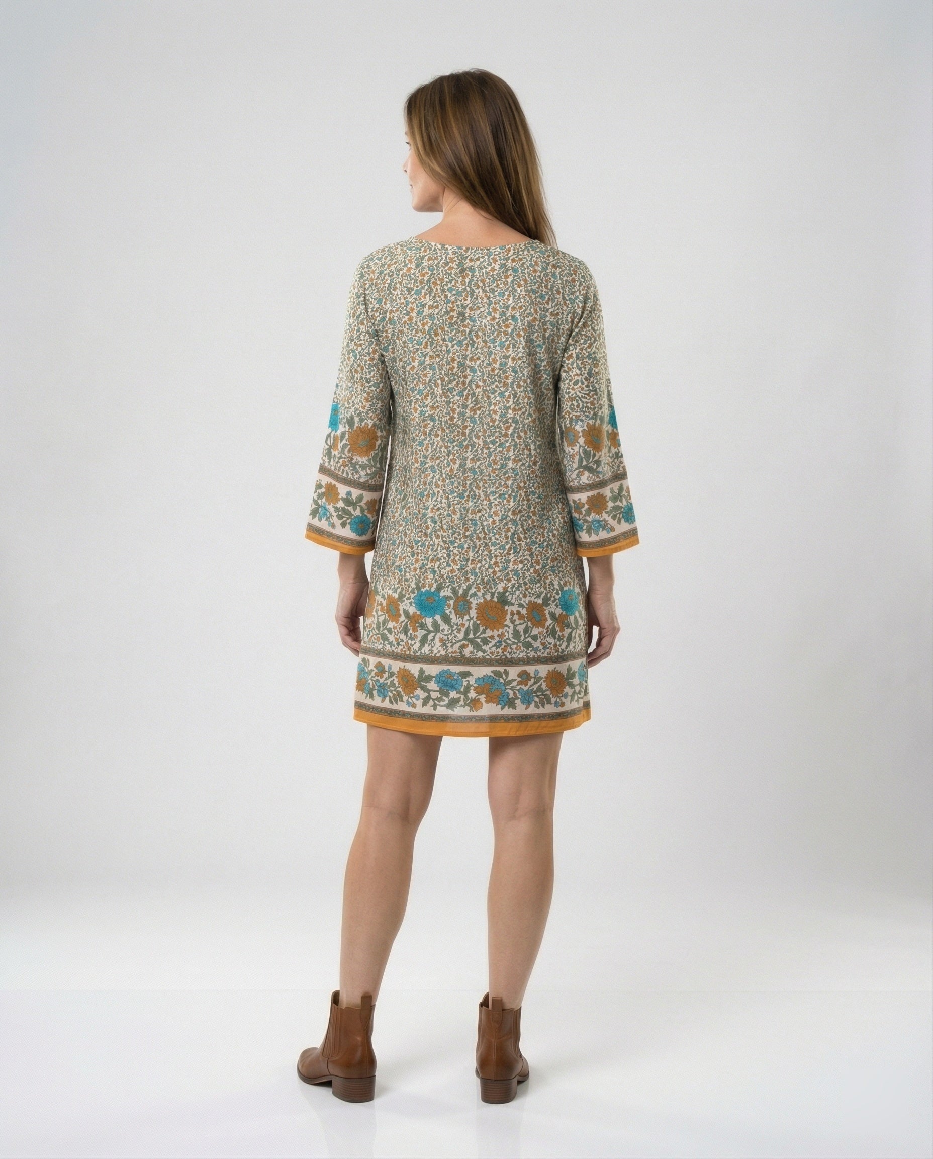 Kurzes Tunika Kleid Damen Floral