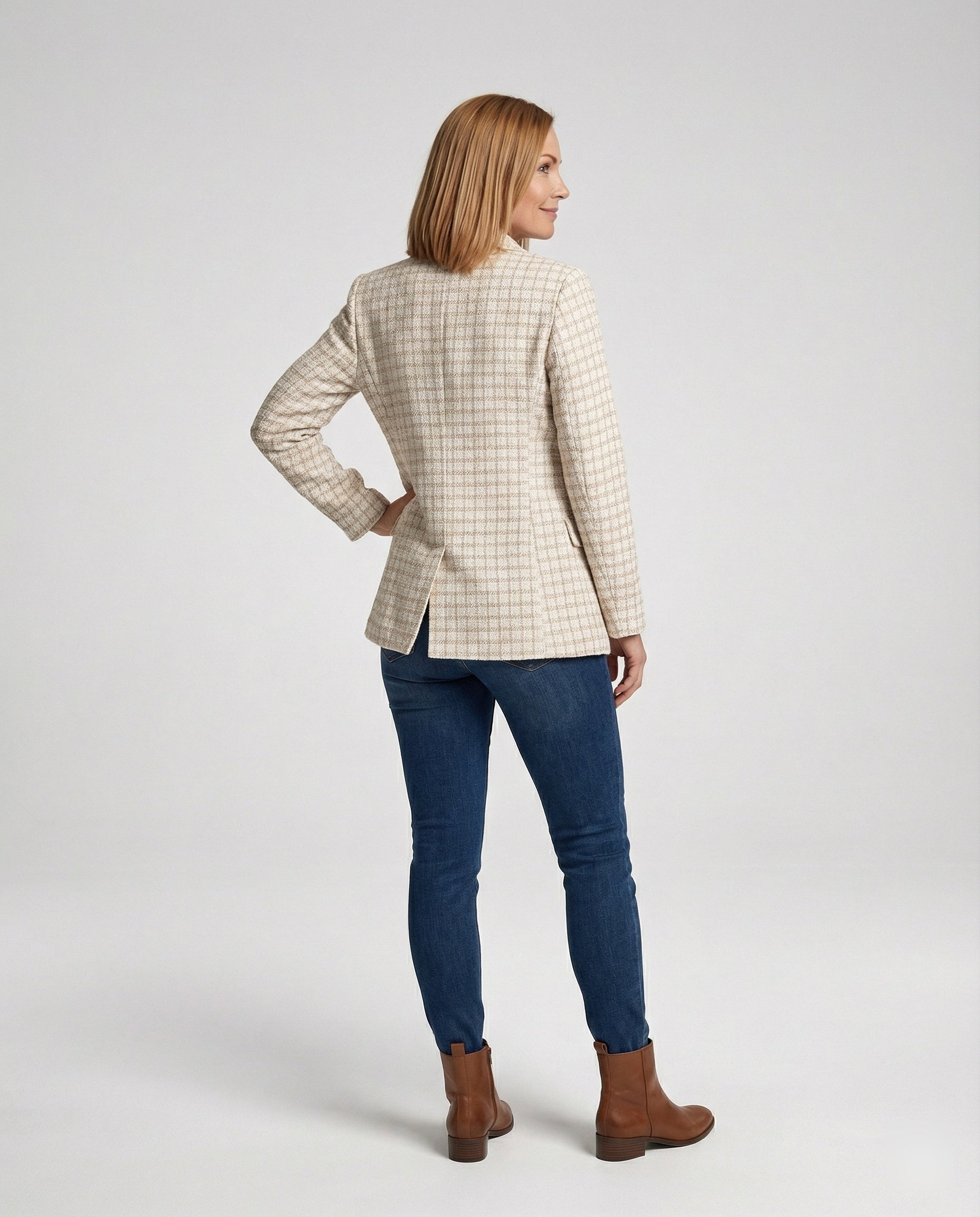 Damen Blazer Tweed Bouclé