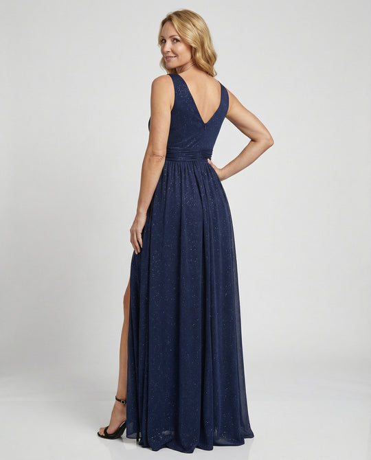Abendkleid lang fließend mit V-Ausschnitt
