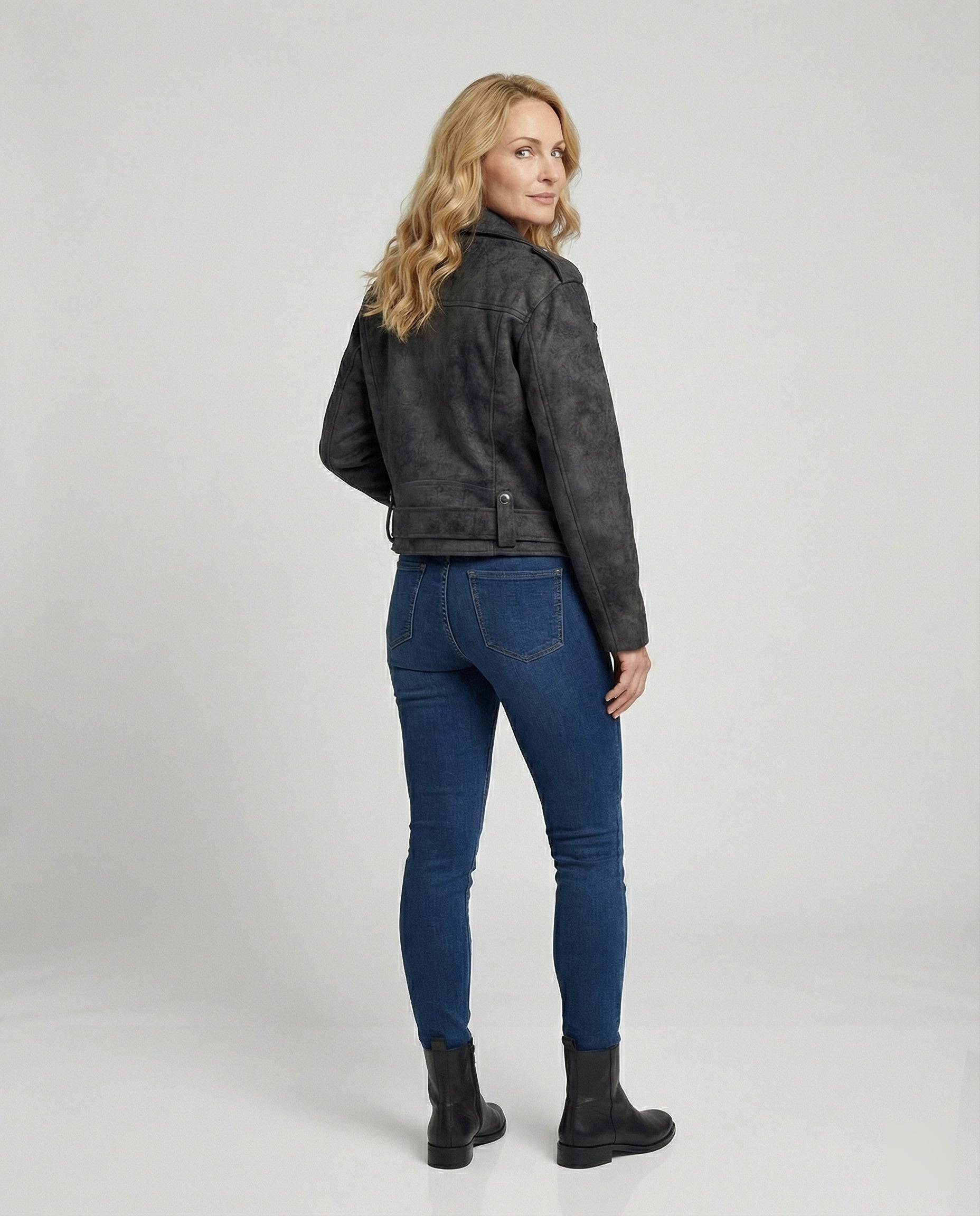 Damen Lederjacke Wildlederoptik kurz