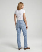 Damen High Waist Jeans mit Fransen Saum