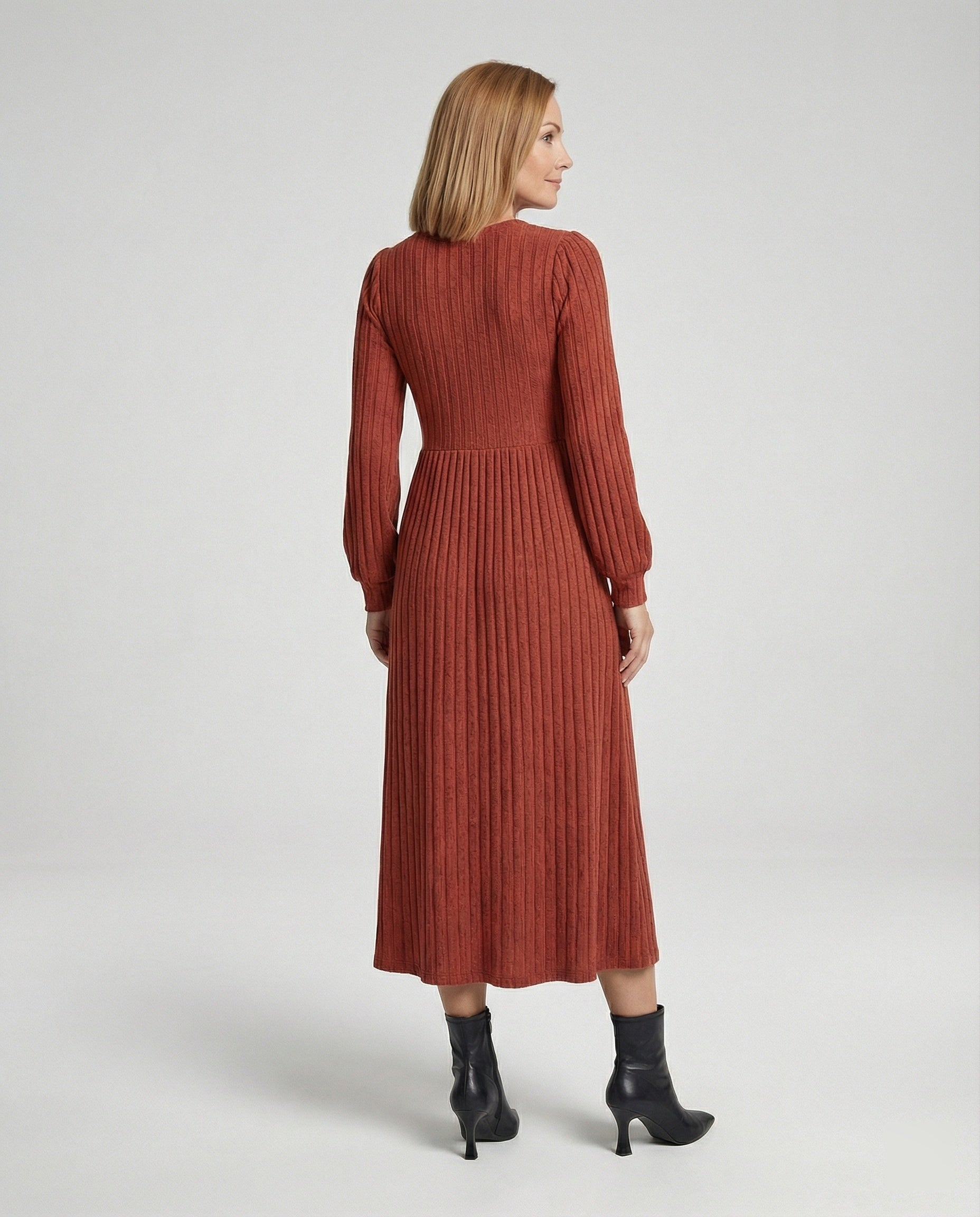 Damen Maxikleid Strick mit Gürtel