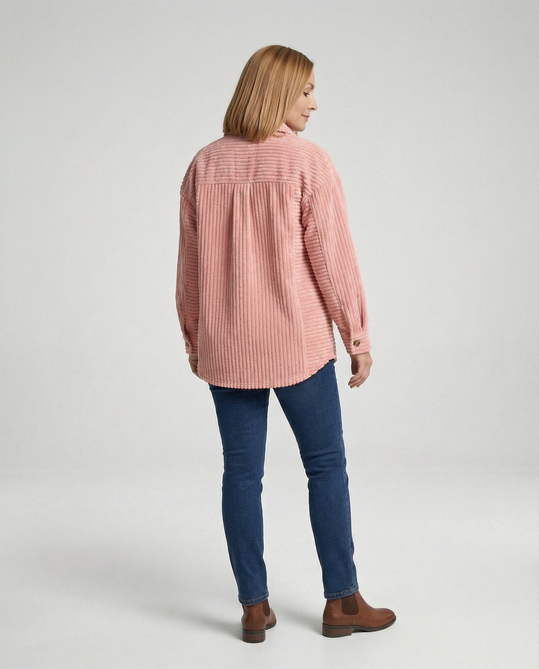 Damen Lässige Cordjacke mit Taschen