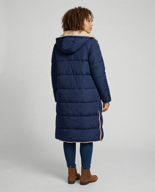 Damen lange, gefütterte Winterjacke mit Fleece-Futter R&B