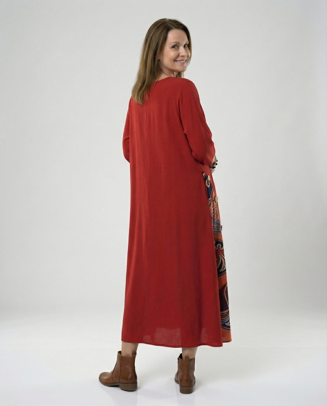 Damen Maxikleid Print asymmetrisch