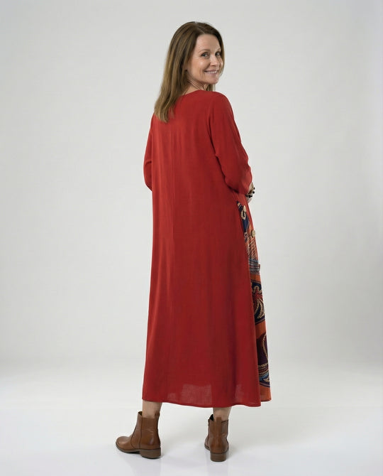 Damen Maxikleid Print asymmetrisch