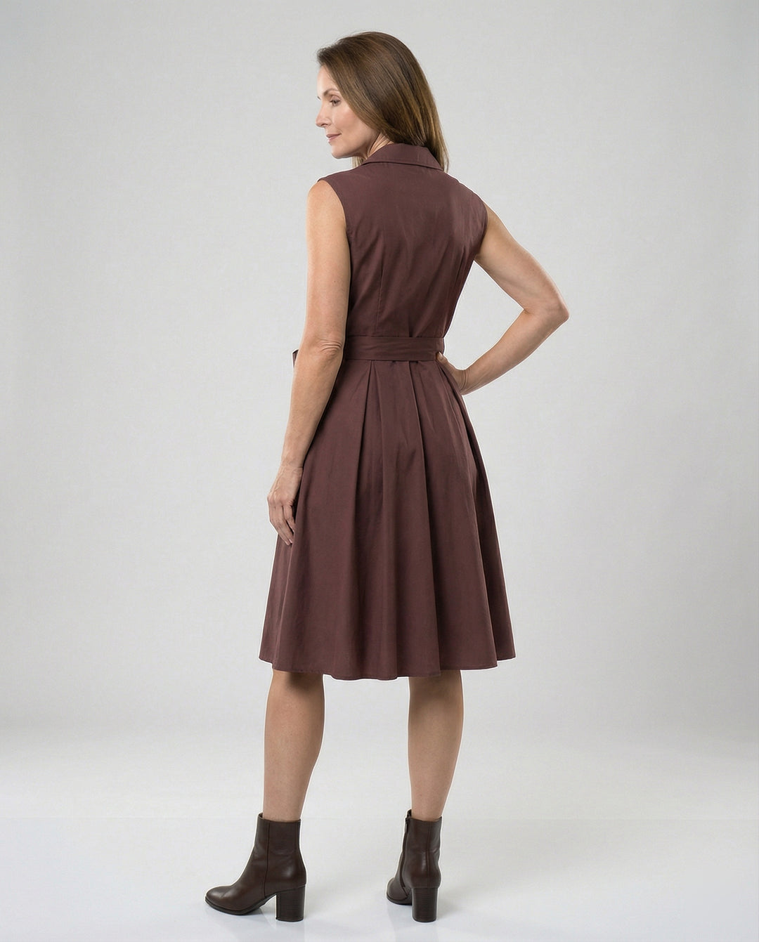 Damen Wickelkleid mit Kragen knielang