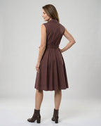 Damen Wickelkleid mit Kragen knielang