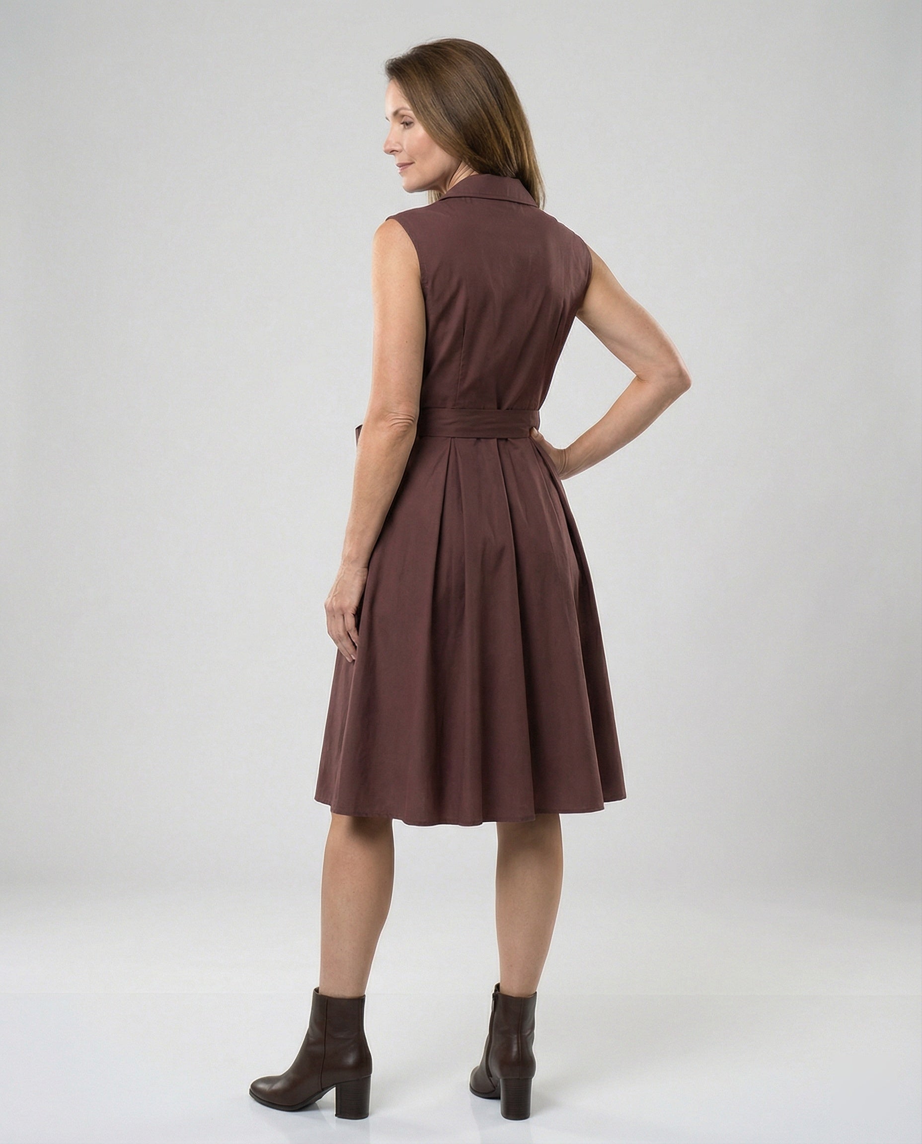 Damen Wickelkleid mit Kragen knielang