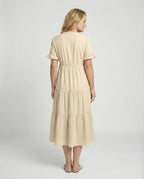 Damen Midikleid Stufen mit Volant