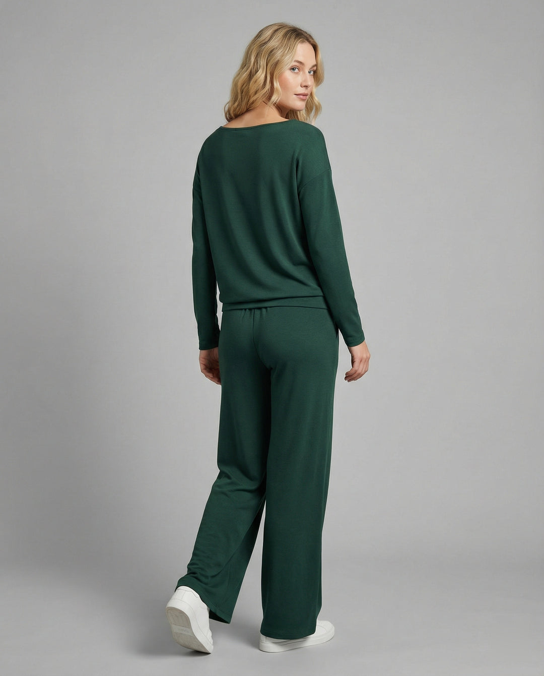 Damen elegantes und bequemes Lounge-Set mit langem Arm und elastischem Bund R&B