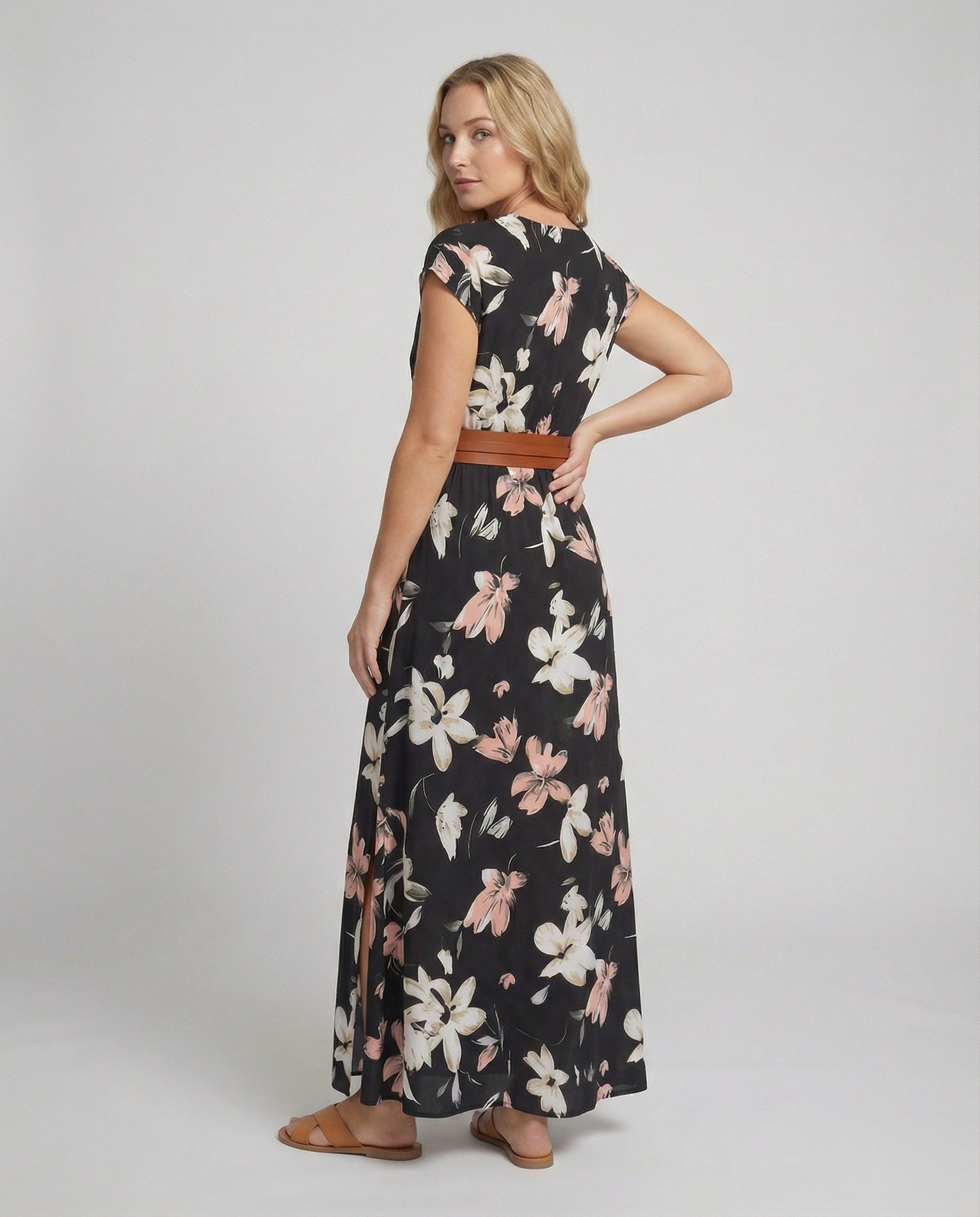 Boho Langes Maxikleid mit Blumenmuster für Sommer & Urlaub - R&B