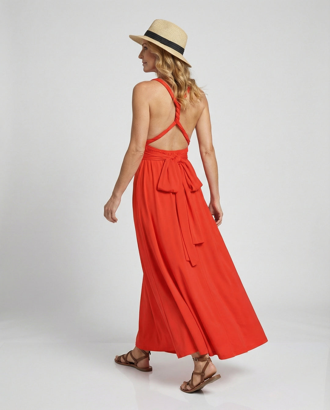 Damen Maxikleid V Ausschnitt ärmellos