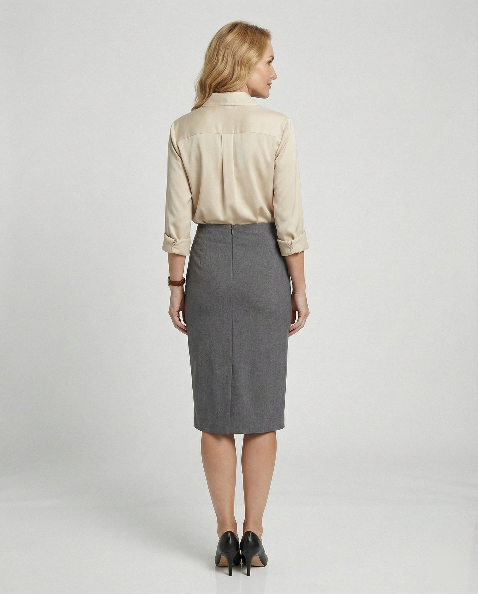 Damen elegante Baumwollbluse mit Stehkragen