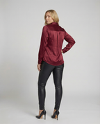 Damen Satin-Bluse mit klassischem Kragen R&B