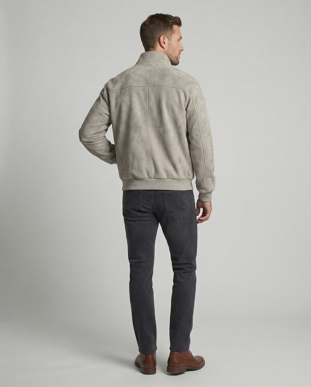 Herren Velours Kurzjacke Stehkragen