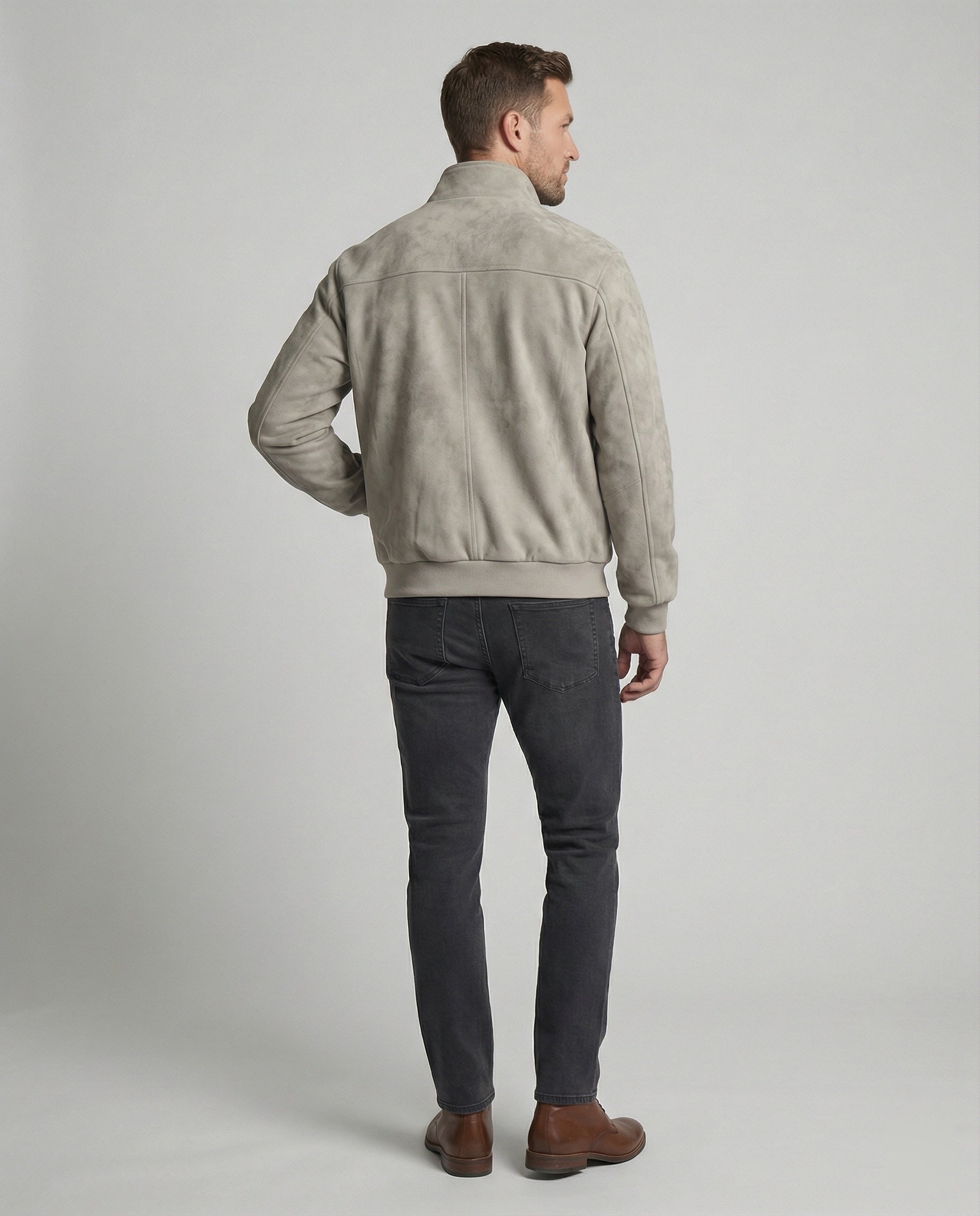 Herren Velours Kurzjacke Stehkragen