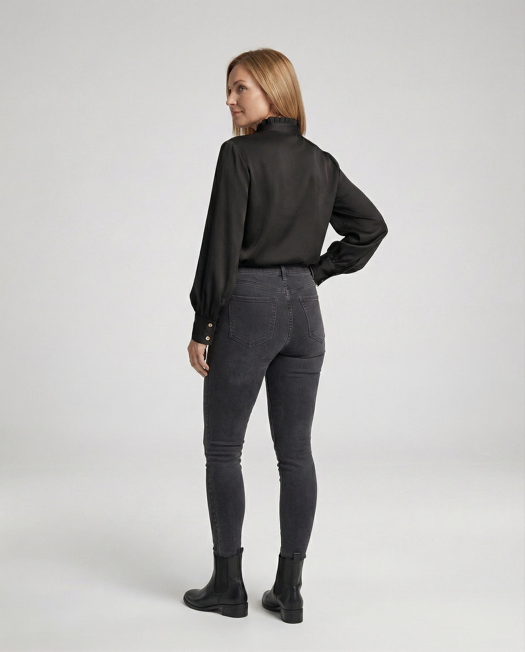 Damen Bluse mit Rüschenkragen