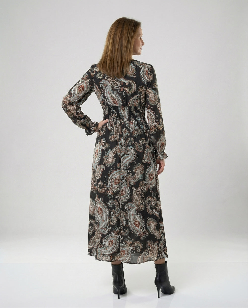 Damen Maxikleid Paisley mit Beinschlitz