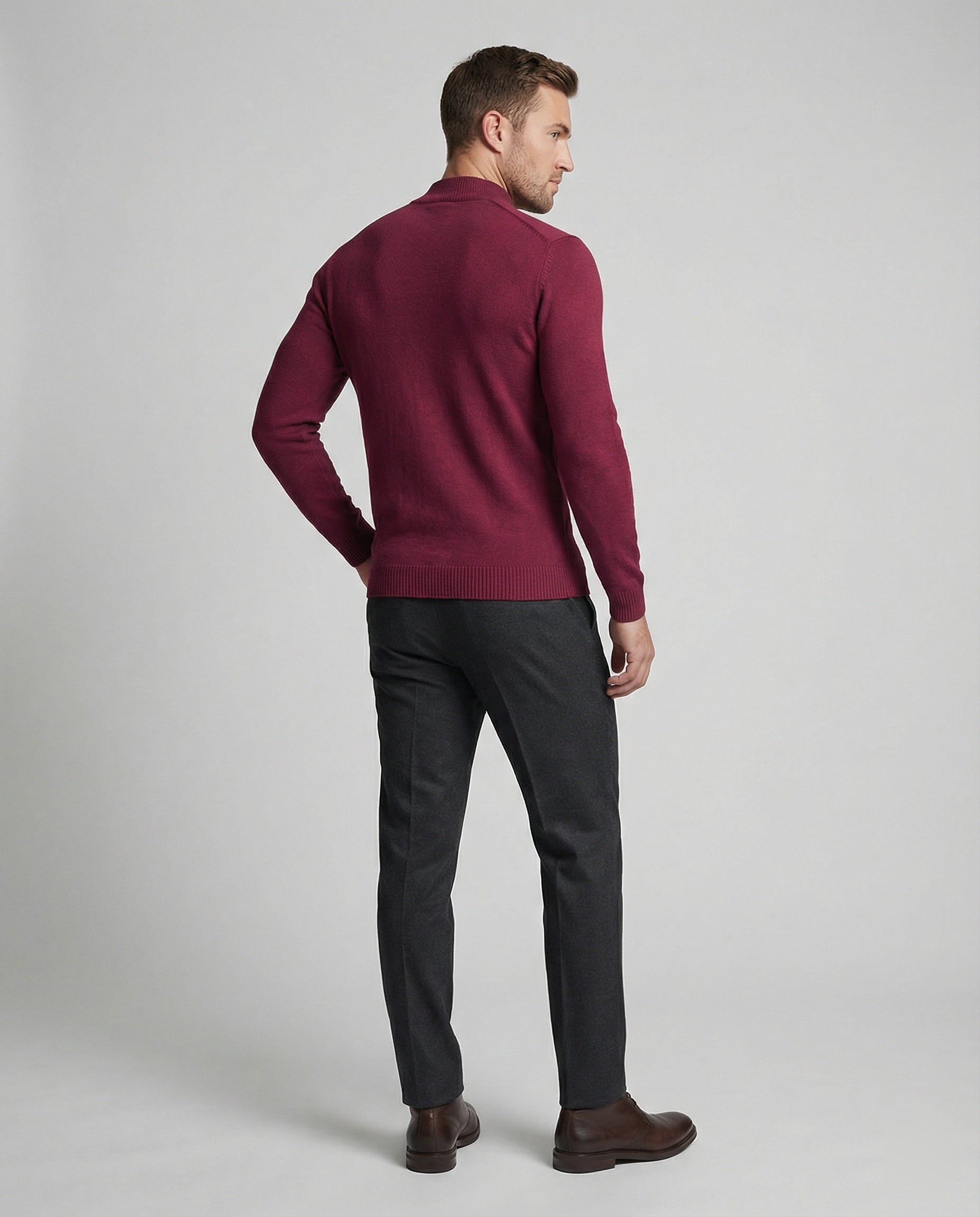 Herren eleganter Pullover mit Stehkragen R&B