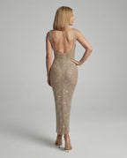 Damen funkelndes Abendkleid aus Netzstoff