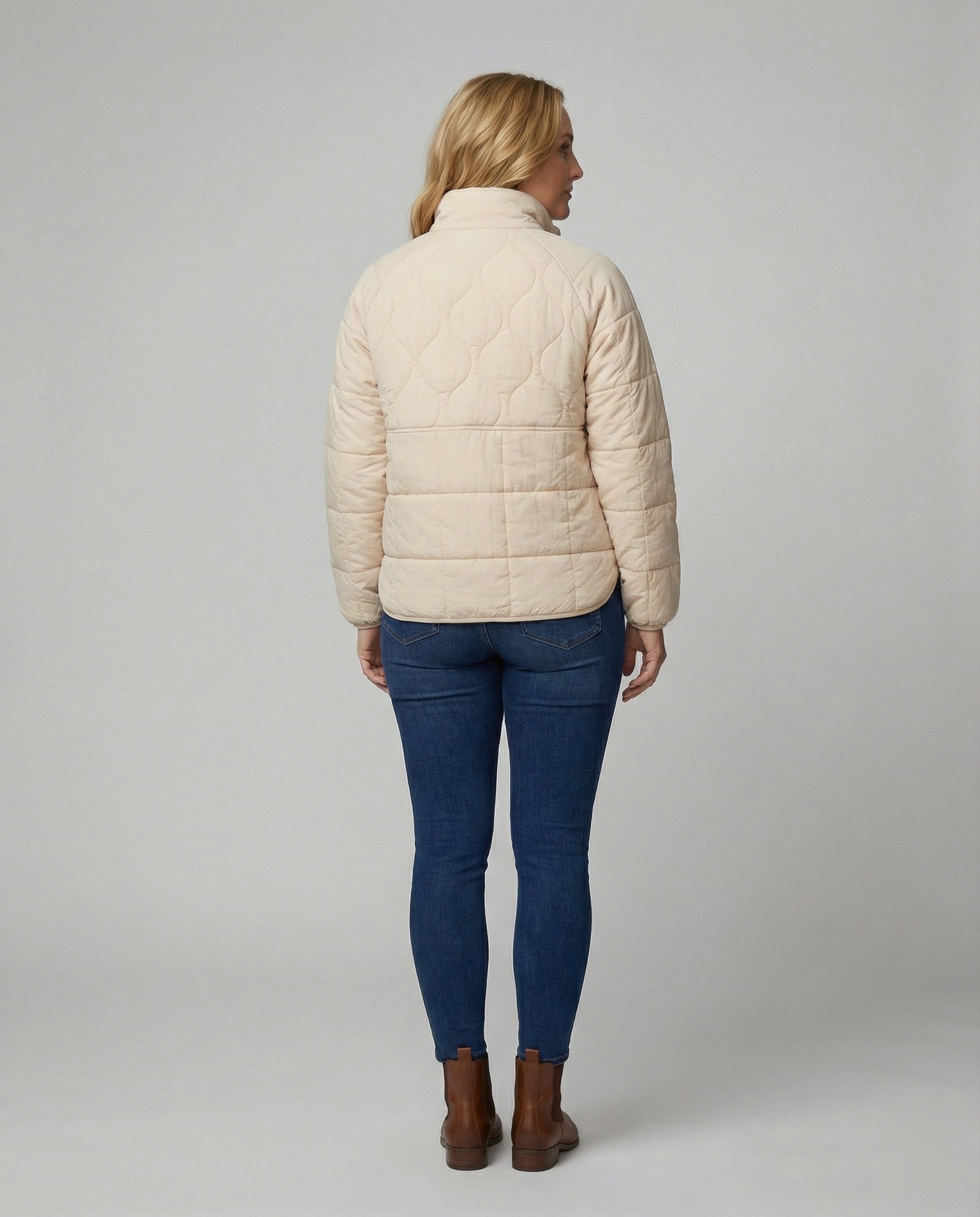 Steppjacke Damen mit hohem Kragen und Reißverschluss