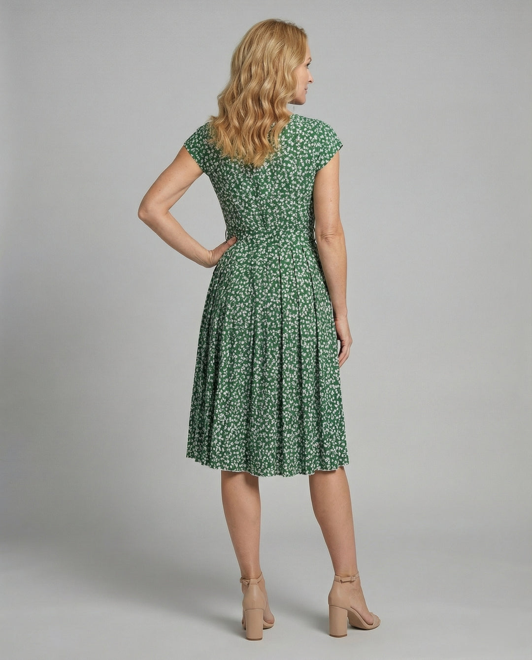 Damen Midi-Kleid mit Taillengürtel