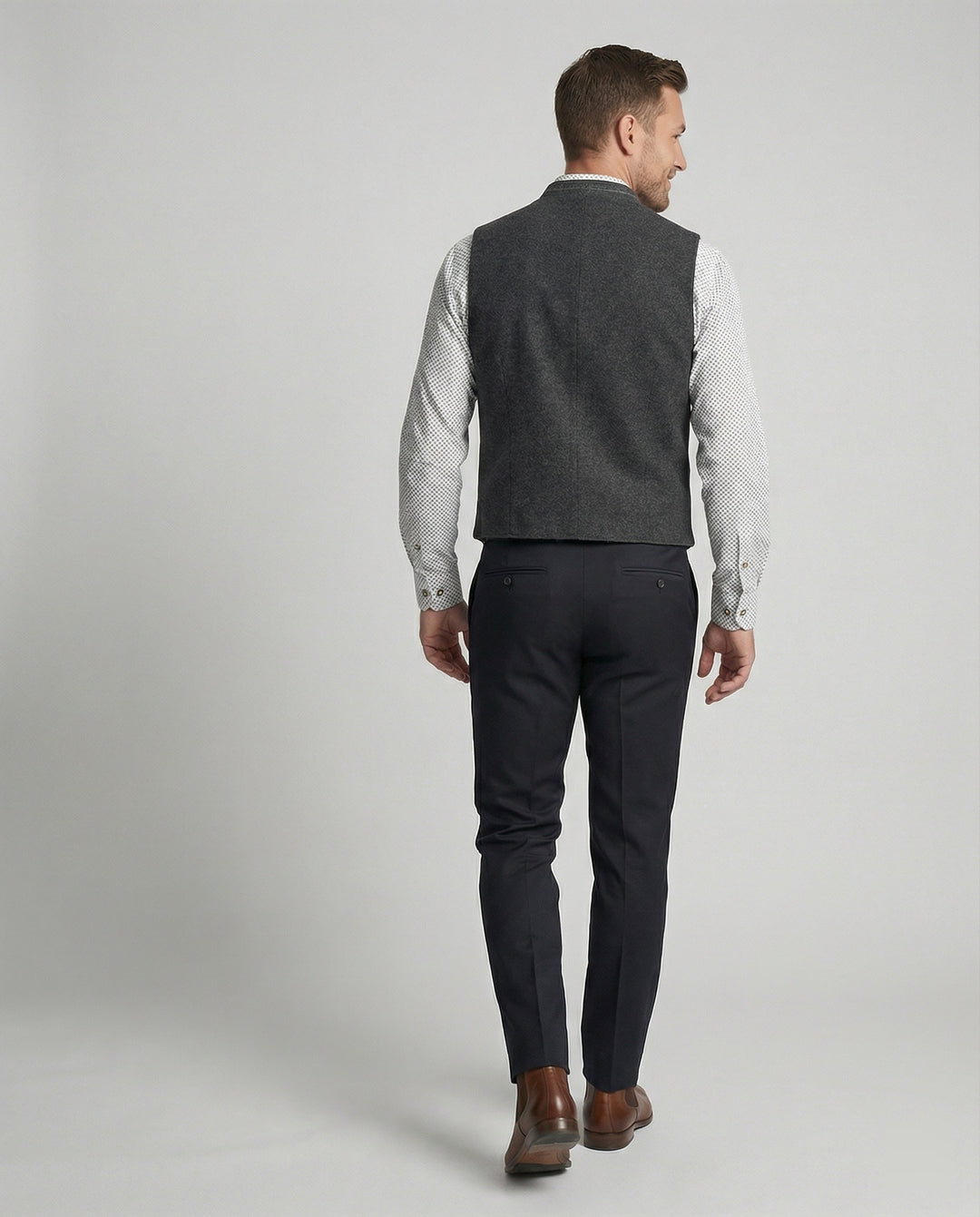 R&B - Elegante Herren Trachtenweste Grau Traditionell