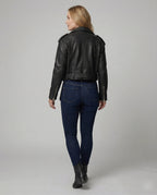 Damen Kunstleder Bikerjacke tailliert geschnitten
