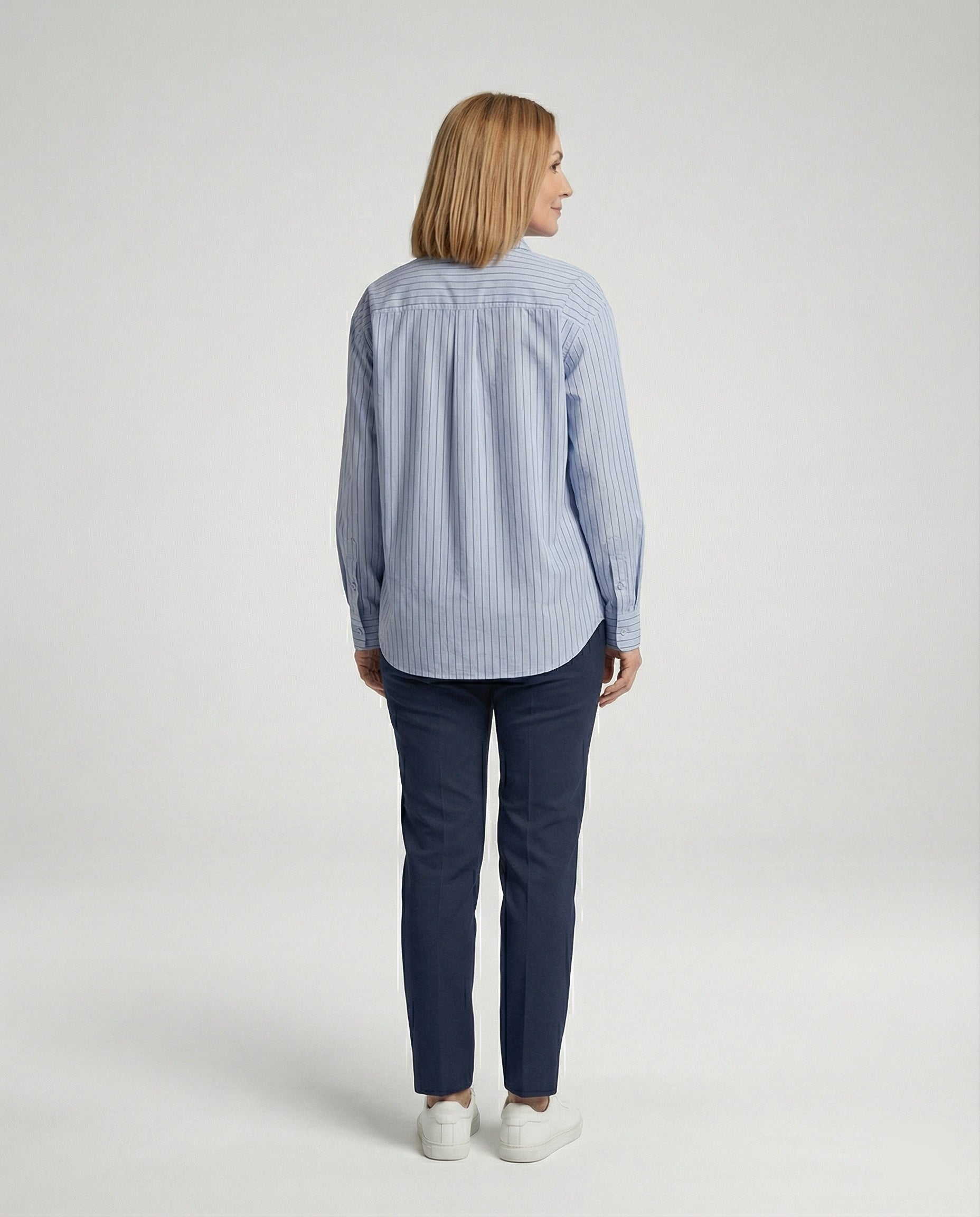 Damen Bluse mit Streifen und klassischem Kragen