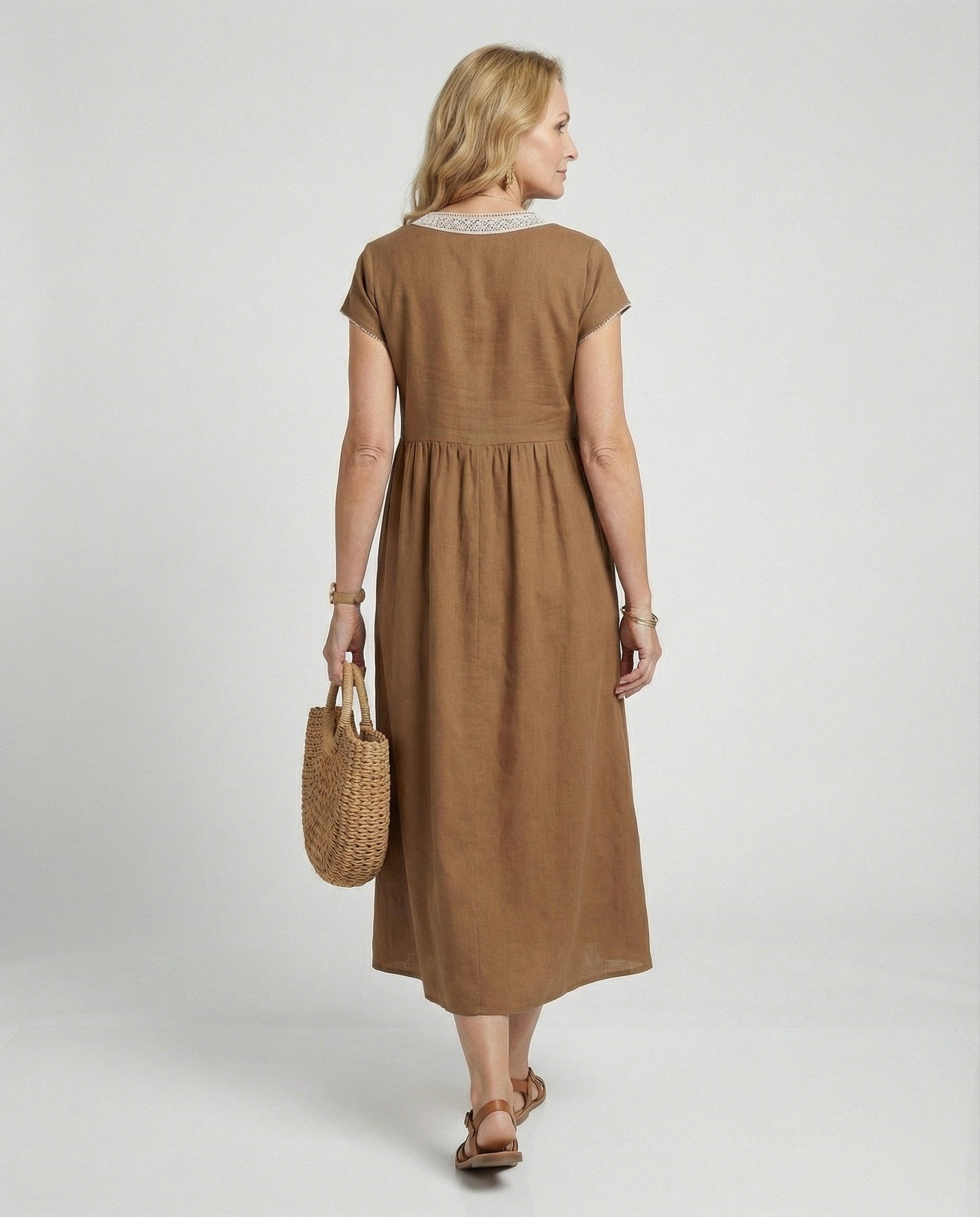Damen Midikleid Sommer Spitze