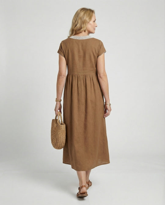 Damen Midikleid Sommer Spitze