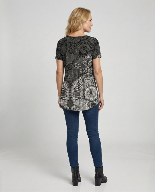Damen Tunika Damen U-Ausschnitt Print