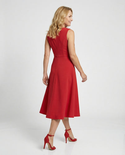 Damen Cocktailkleid Midi mit Wickeloptik