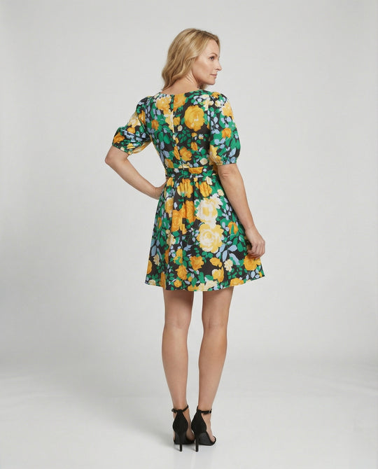 Damen Minikleid floral Wickeloptik