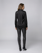 Damen elegante Satinbluse mit klassischem Kragen und zeitlosem Schnitt R&B
