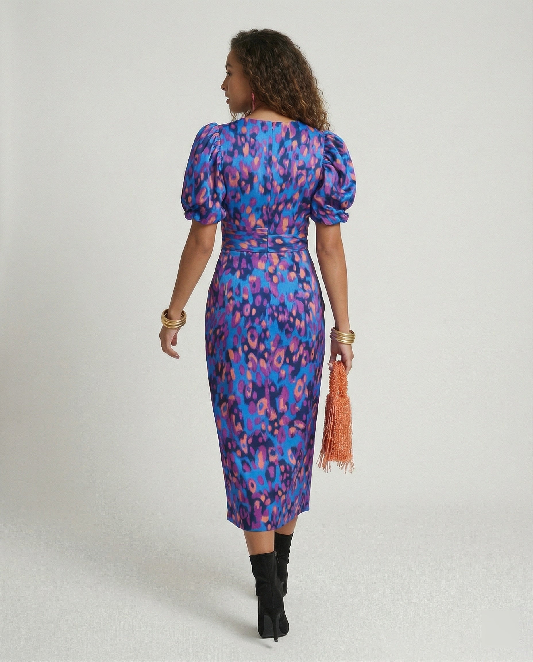 Damen Abendkleid mit voluminösen Puffärmeln R&B