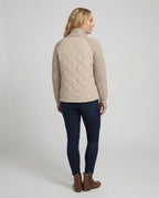 Steppjacke Damen mit Strickmuster und hohem Kragen
