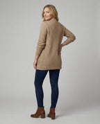 R&B | Strickjacke Weiches Strickmaterial Lockere Passform Offene Vorderseite Taschen Lange Ärmel